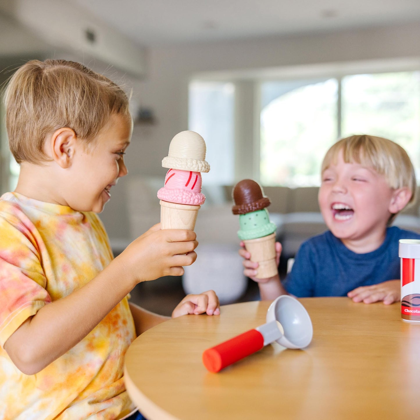 Melissa & Doug Scoop and Stack Ice Cream Cone Wooden Magnetic Pretend Play Food Set, Preschool Toy - FSC CertifiedPlay Ice Cream Set, Pretend Food, Toy for Toddlers and Kids Ages 3+