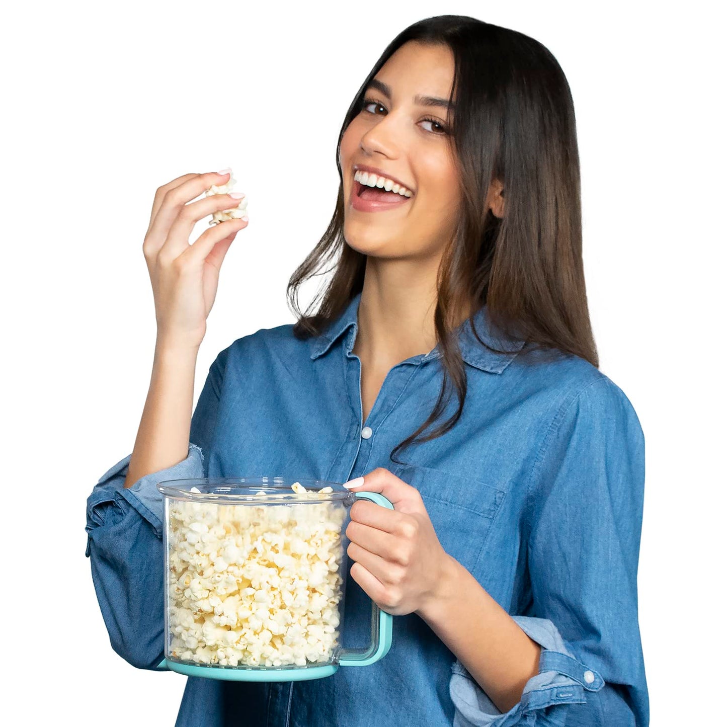 Presto 04811 PopLite My Munch Hot Air Popcorn Popper - Personal Sized, Built-In Serving Bowl, Compact Design, 8 Cups, Blue