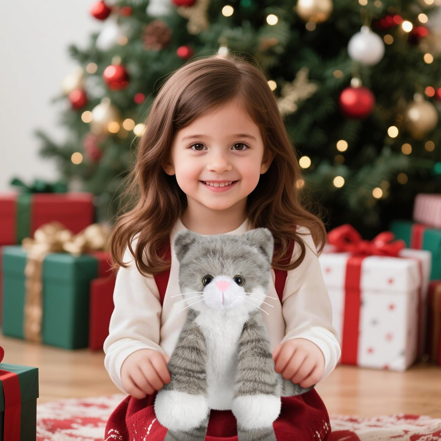 SuzziPals Heatable & Coolable Grey Cats Stuffed Animals, Microwave Heating Pad Animal for Discomfort, Grey Cats Plush for Companion, Cat Plushies Stuffed Animal, Stuffed Cat Toys Gift