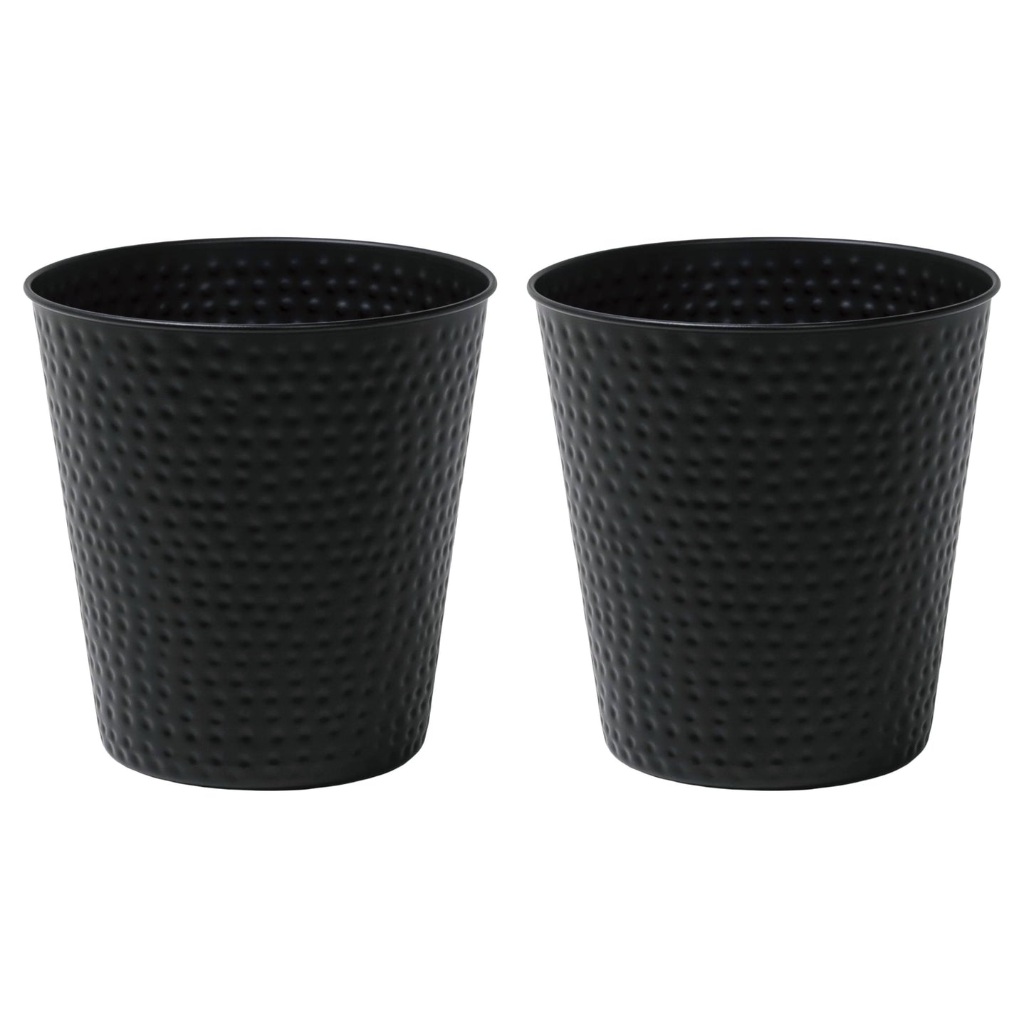 happimess HPM1110A-SET2 Axel Modern Minimalist Hammered Steel 2 Gal Waste Bin for Kitchen, Office, Bathroom, Bedroom, Dorm, Matte Black (Set of 2)