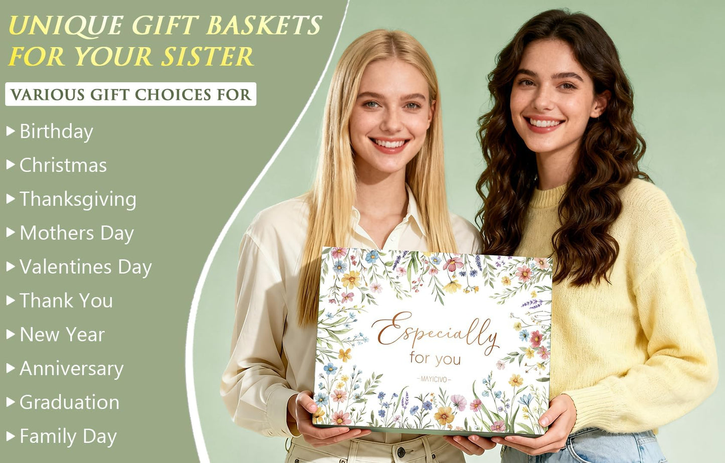 Best Sisters Gifts from Sister, Mothers Day Birthday Gifts for Sisters Gift from Brother, Funny Sister-in-Law Unique Soul Sis Gift Basket for Best Friends with Canvas Tote Bag 16Oz Can Glass Cup