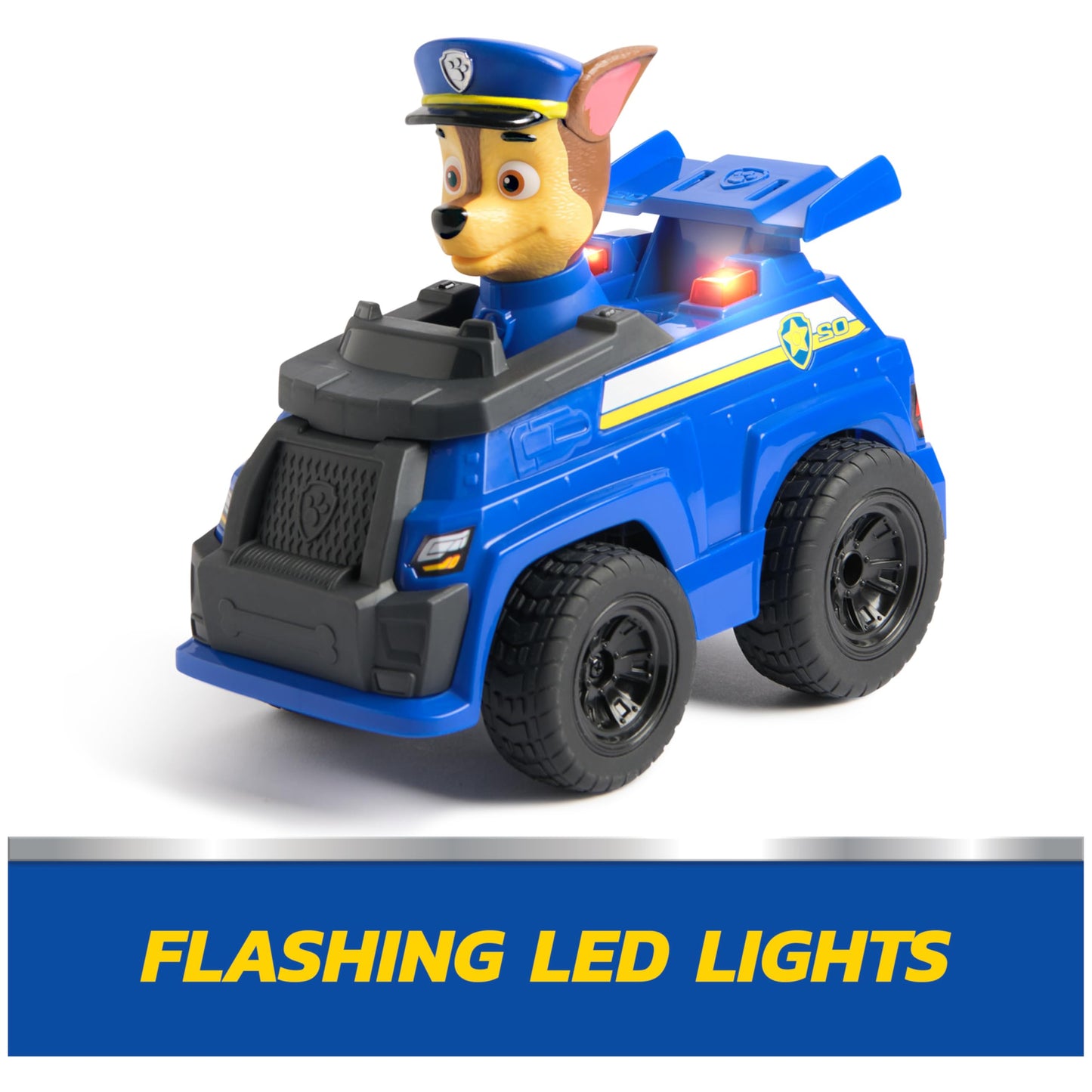 PAW Patrol Chase RC Action Cruiser, Remote Control Car with LED Lights & Easy-Steer Controller, Pretend Play Kids Toys for Boys & Girls Ages 3 and Up