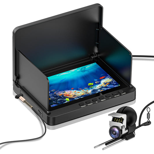 ZXBVSU Underwater Fishing Camera, 5 Inch IPS LCD Screen Fishing Camera w/Infrared Night Vision, 6000mAh Ice Fishing Camera, Portable Fish Finder w/100ft Cable for Ice Lake Boat Kayak Fishing