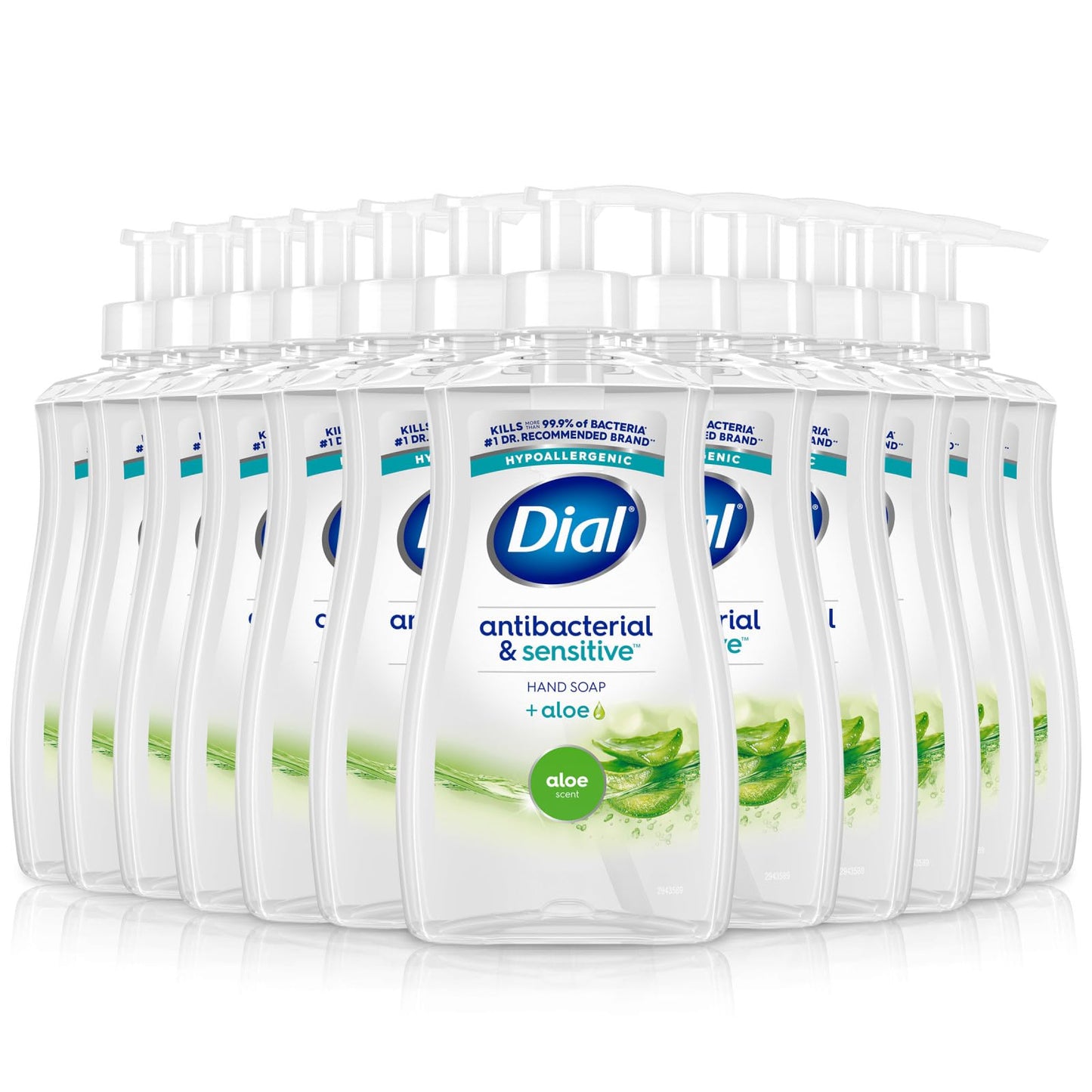 Dial Antibacterial Liquid Hand Soap, Aloe, 11 fl oz (Pack of 12)