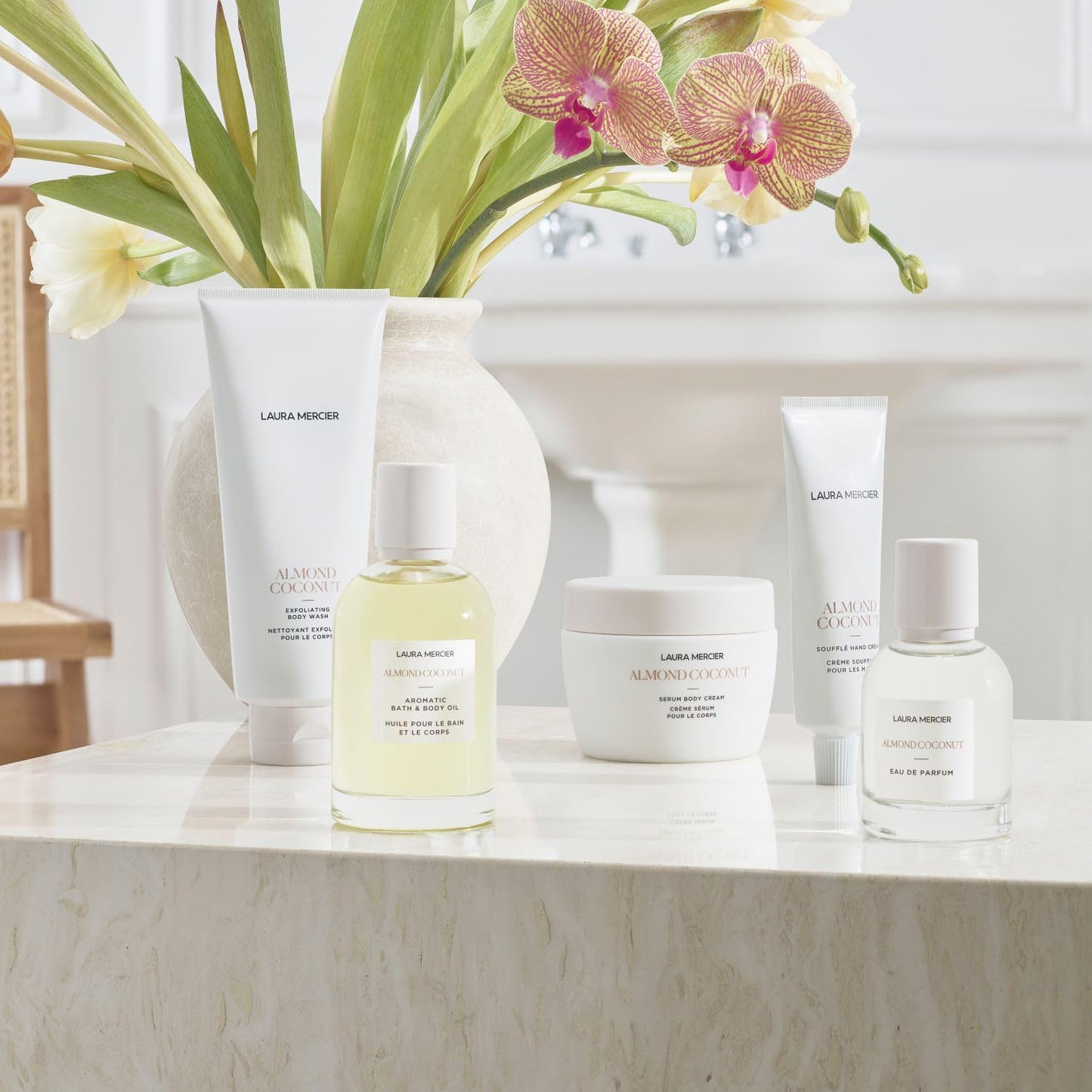 Laura Mercier Aromatic Bath & Body Oil, 48HR Hydration, Smooths, Softens and Brightens Skin, Luxurious, Almond Coconut