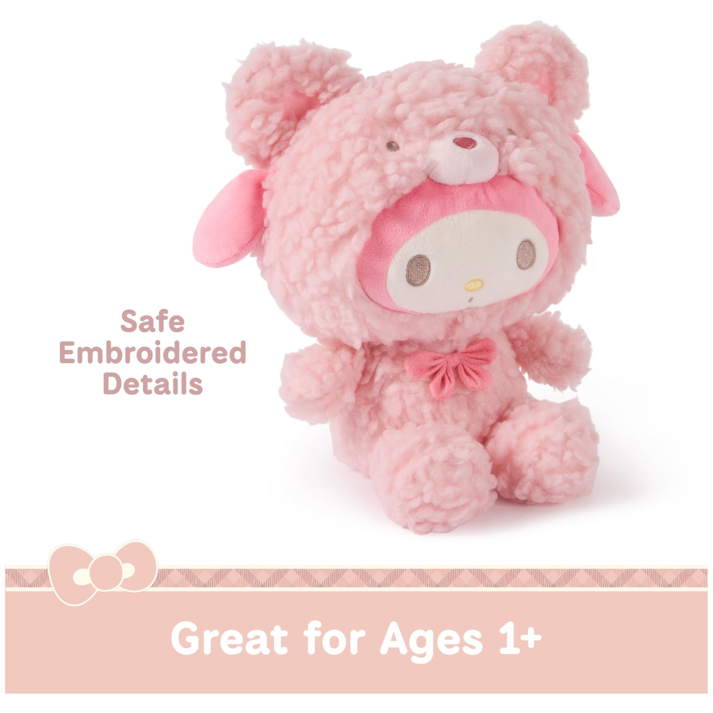 GUND Sanrio Official Hello Kitty and Friends My Melody Café Latte Teddy Bear Plush, Collectible Plush Toy, Stuffed Animal for Ages 1 and Up, Pink, 10”
