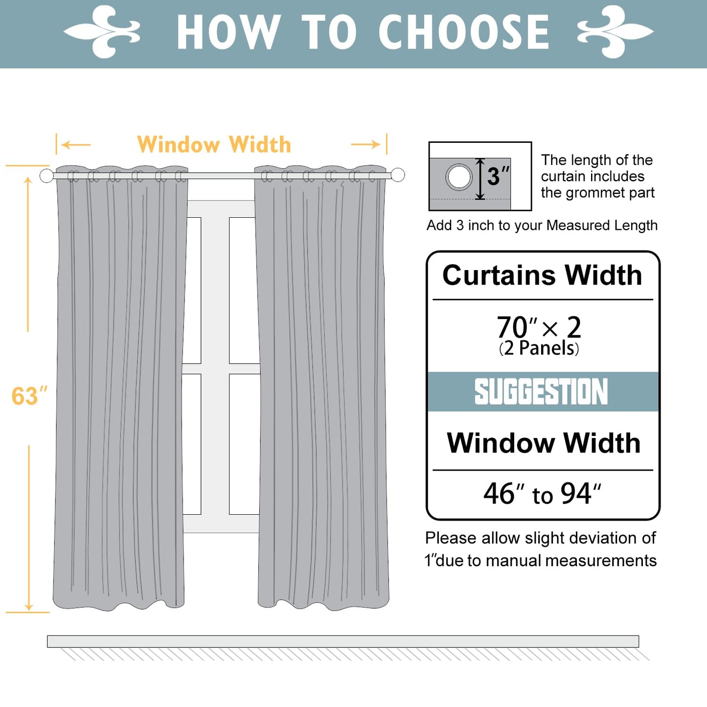 ChrisDowa Blackout Curtains 70 inches Wide for Bedroom - 2 Panels Set Extra Wide Grommet Thermal Insulated Room Darkening Curtains for Living Room (Dark Grey, 70 x 63 Inch)