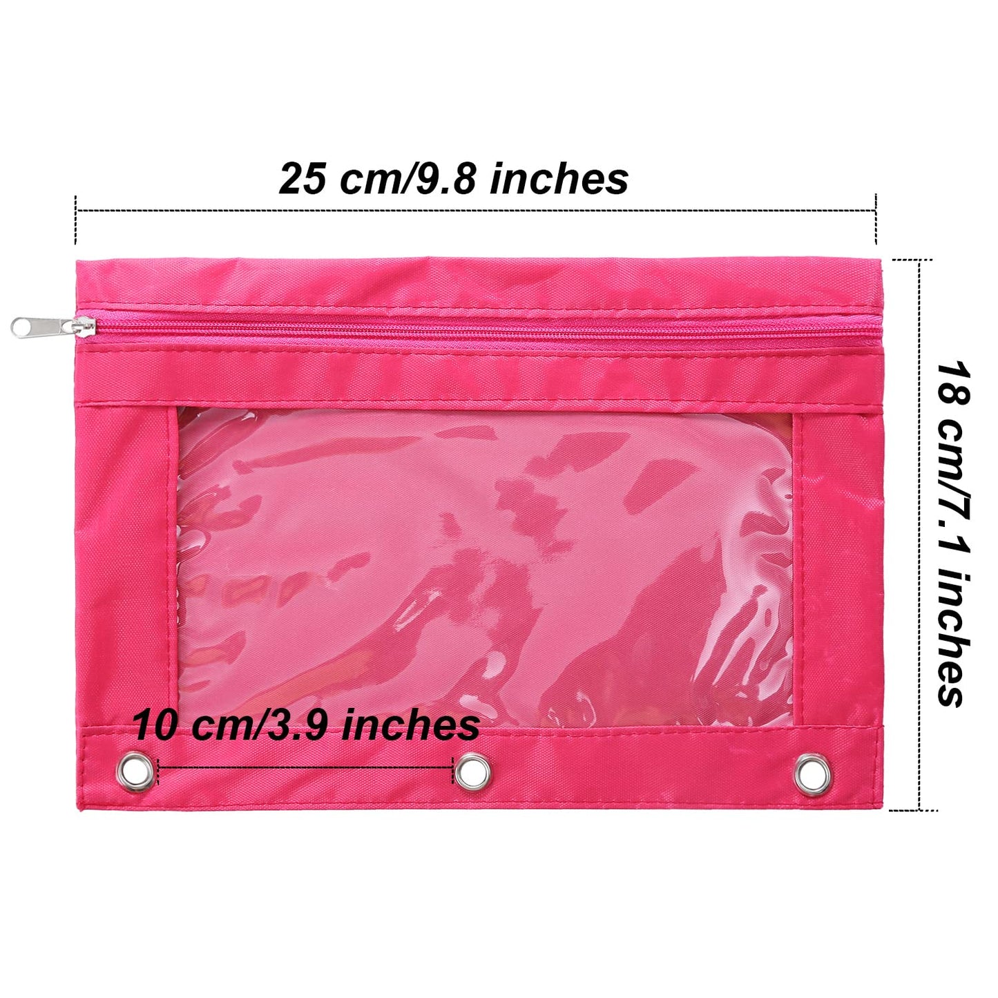 Boao 60 Pcs Pencil Pouch for 3 Rings Binder Pencil Bags Bulk with Zipper Colorful Case Stationery Bag with Clear Window for Office Supplies