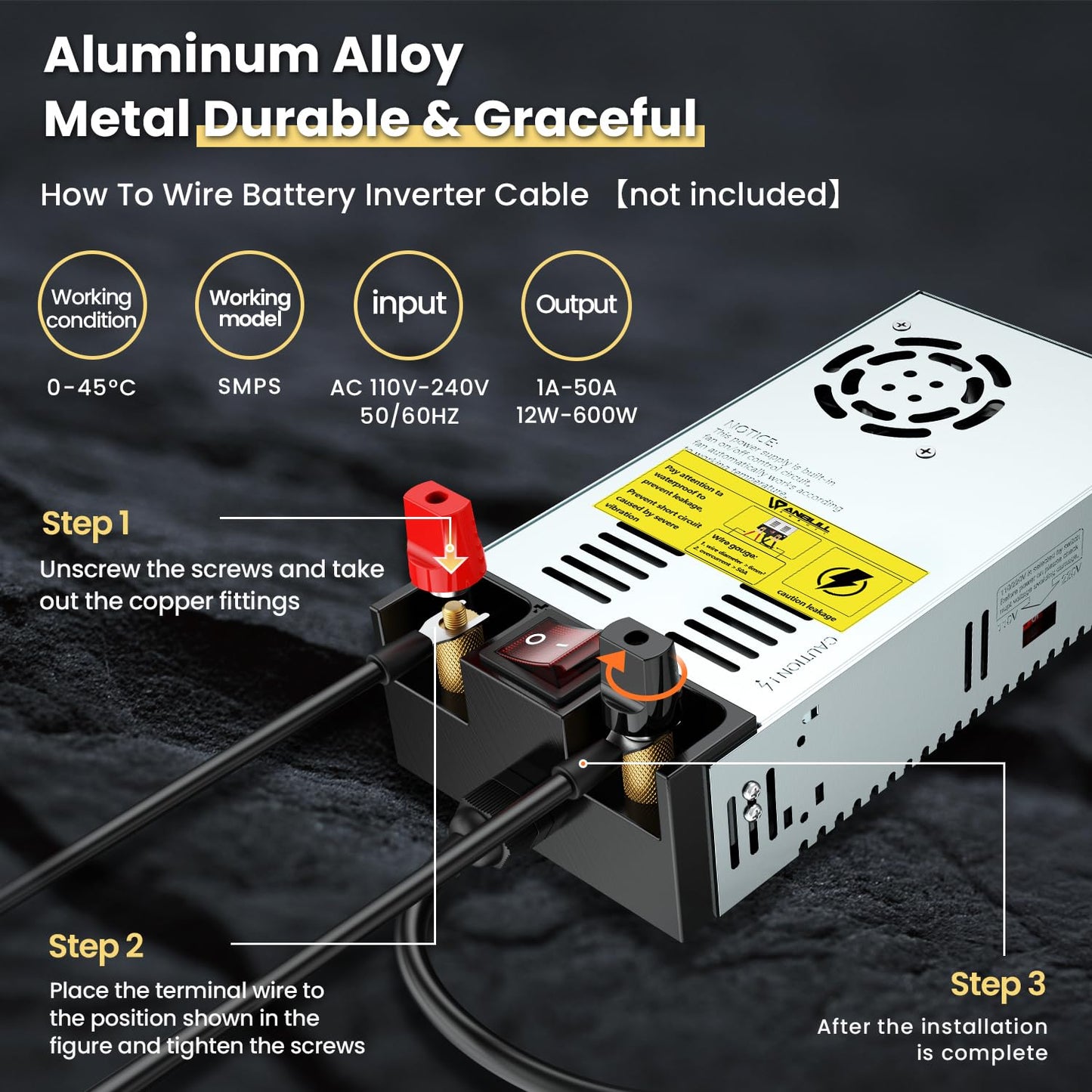 Anbull 110V to 12V Converter,with ON/Off Switch, SMPS 110V AC to 12V DC Adapter Transformer Converter,Max 50A 600W 12V Power Supply