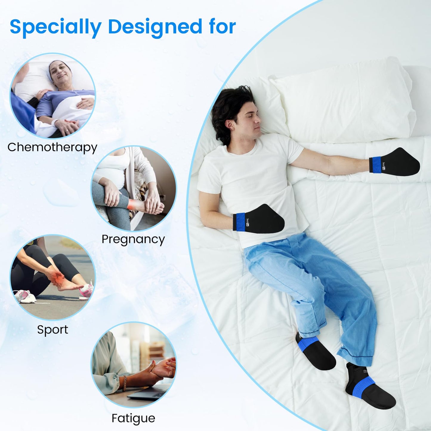 SuzziPad Cold Therapy Socks & Hand Ice Pack, Cold Gloves for Chemotherapy Neuropathy, Chemo Care Package for Women and Men, Ideal for Plantar Fasciitis, Carpal Tunnel, Arthritis Foot Pain Relief, S/M