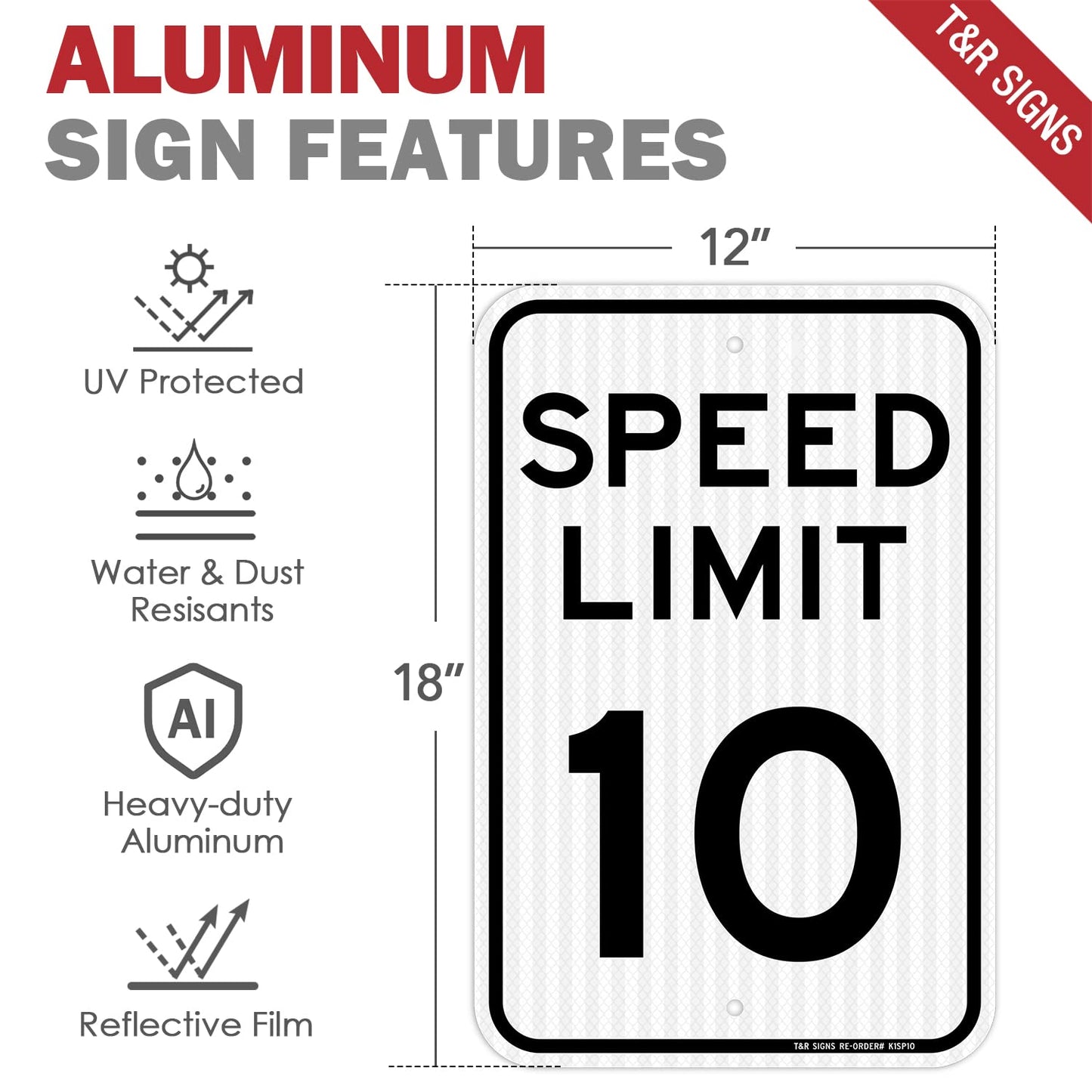 4 Pack Aluminum Traffic Signs - 18" x 12", Rust Free, Weather & Water Resistant, Fade Resistant, 2 Pre-drilled Holes