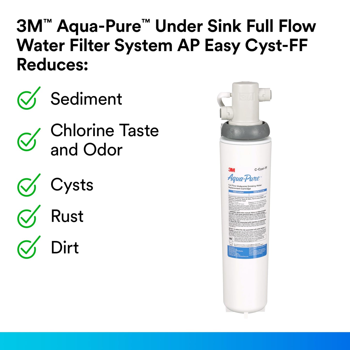 3M Aqua-Pure Under Sink Full Flow Replacement Cartridge AP Easy C-Cyst-FF, for use with AP Easy Cyst-FF System