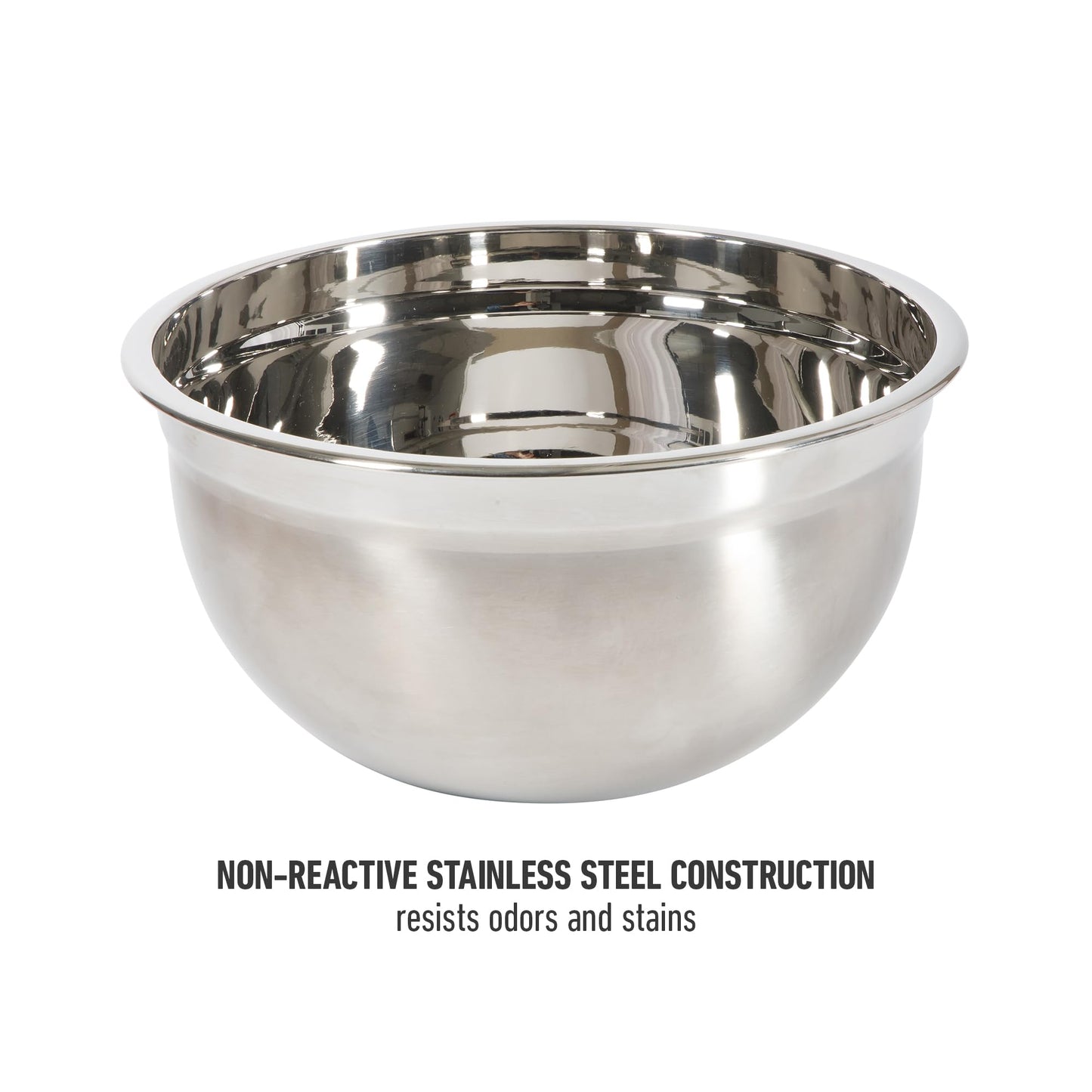 Calphalon Orbit Mixing Bowl Set, 3-Piece Stainless Steel Mixing Bowls(1.5 Qt, 3 Qt, 5 Qt) with Acacia Wood Lids & Non-Slip Base, Kitchen Prep Bowls for Mixing, Serving & Food Storage