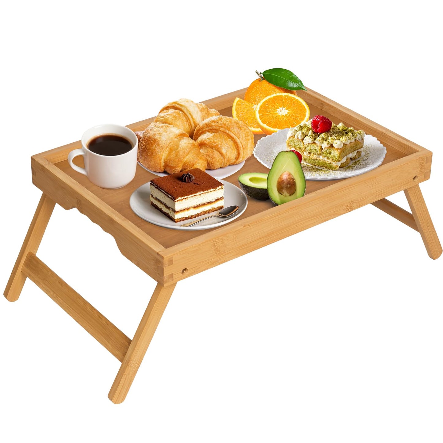 Artmeer Bed Tray Table with Folding Legs,Bamboo Breakfast in Bed for TV Table, Laptop Computer Tray,Eating,Snack Tray(Bamboo) Extra-Large Size
