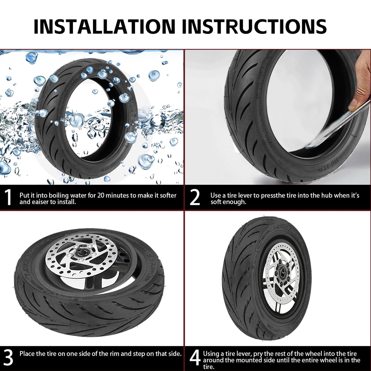 9.5x2.50 Electric Scooter Tire, 9.5 Inch Tubeless tire with Live Glue Repairable Tire, for NIU KQi3 Pro/Max Electric Scooter [Self Repairing] [Tubeless Tires] (2 Pack)