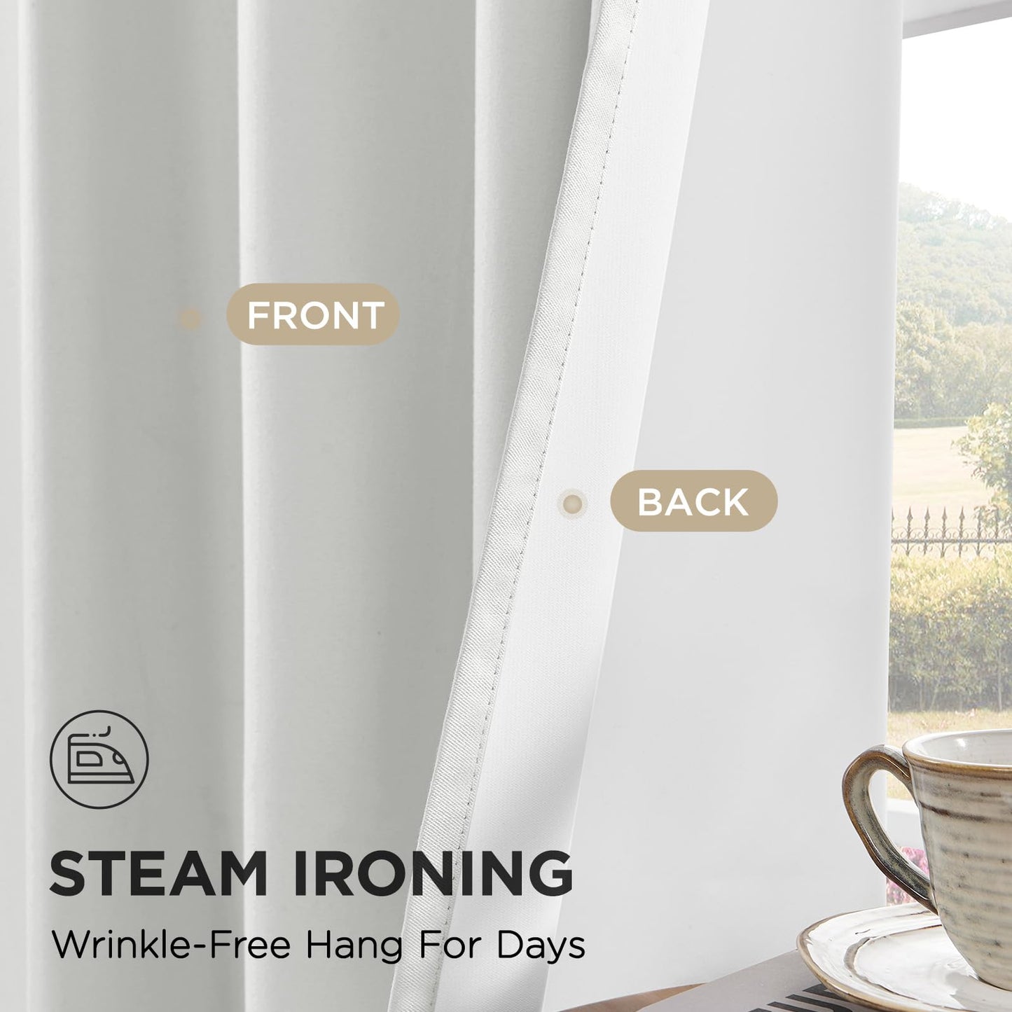 Joydeco White Blackout Curtains 84 Inches Long - 100% Blackout Curtain 2 Panels Set, Grommet Thermal Insulated Window Drapes for Bedroom Living Room (Pure White,52" Wx84 L)
