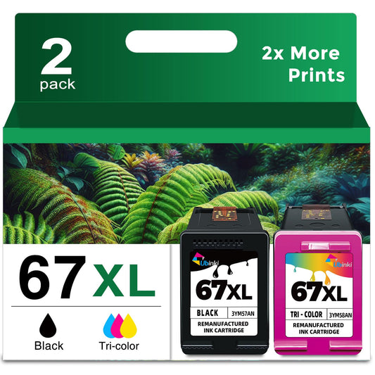67XL Ink Cartridge Black/Color Combo Pack Replacement for HP Ink 67 67XL HP67 XL HP67XL for 2700 2700e 2752 2752e 2742e 2755e 4100 4100e 4152e 4155e 6000 6055e 6055 6400 6458 6458e 6455e Printer