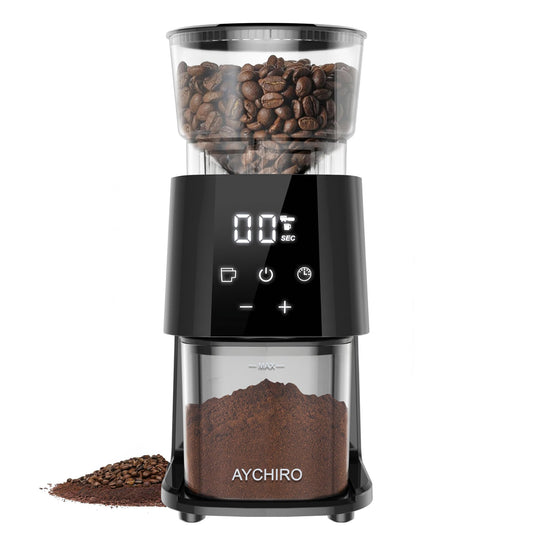 AYCHIRO Burr Coffee Grinder Electric, Adjustable Burr Mill with 30 Grinding Settings, Coffee Bean Grinder with Touchscreen, 2-12 Cups