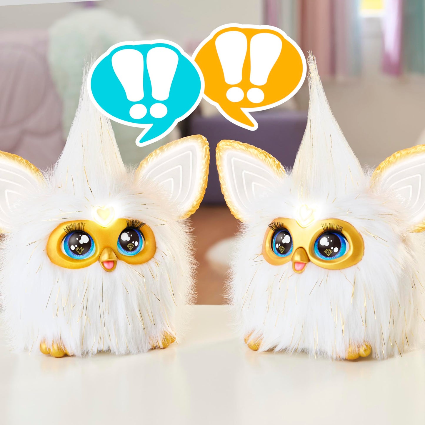Furby Gold Glam Interactive Plush Toys for 6 Year Old Girls & Boys & Up, Voice Activated Animatronic, Speaks English & Furbish, White (Amazon Exclusive)