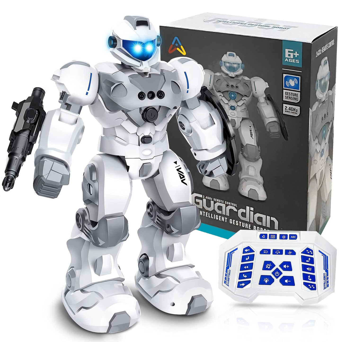 VAV Toys for 6-10 Year Old Boys Girls, Rechargeable Remote Control Robot Toy, Intelligent Programmable RC Robot with 2.4GHz Gesture Sensing, Christmas Birthday Gifts for Kids Age 6 7 8 9 10