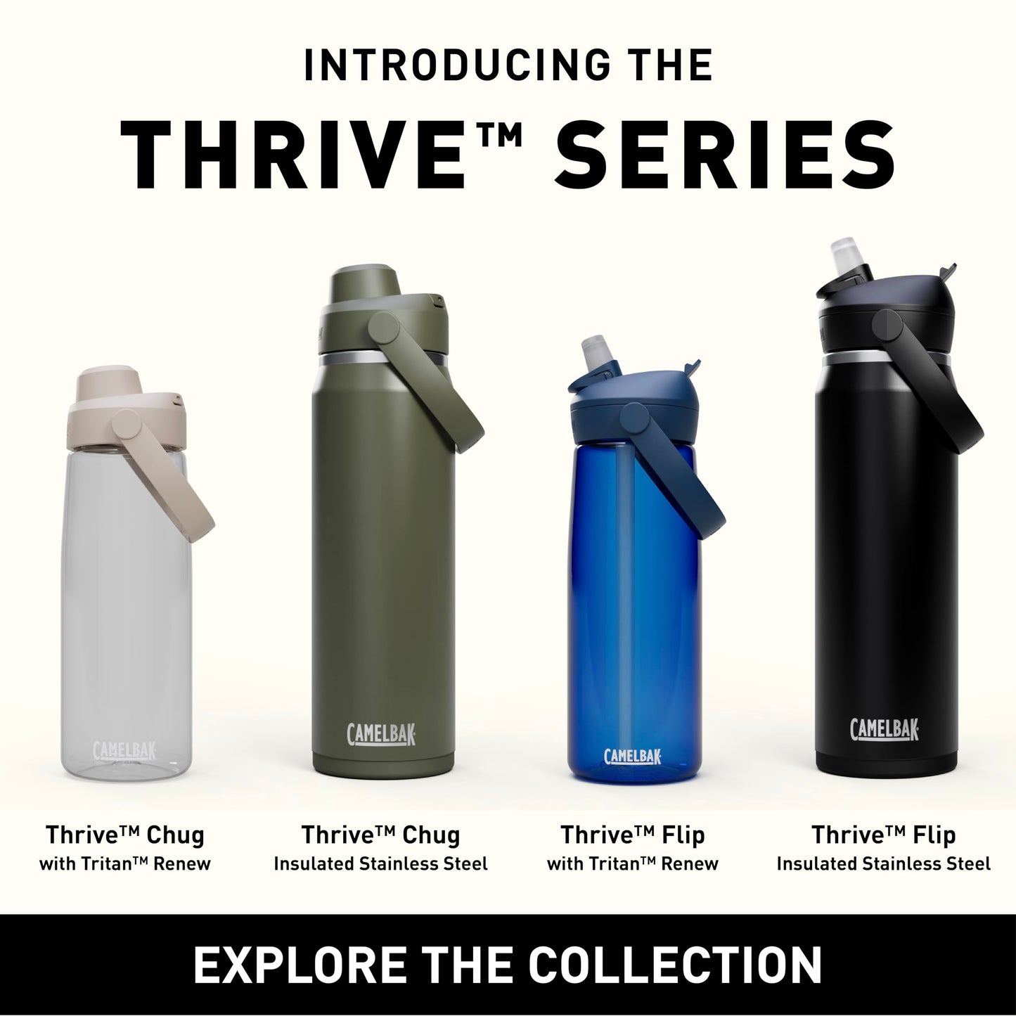 CamelBak Thrive Flip Straw Insulated Stainless Steel Water Bottle, Cold Retention Design for Everyday Hydration and Active Use, 25oz, Navy, 25oz