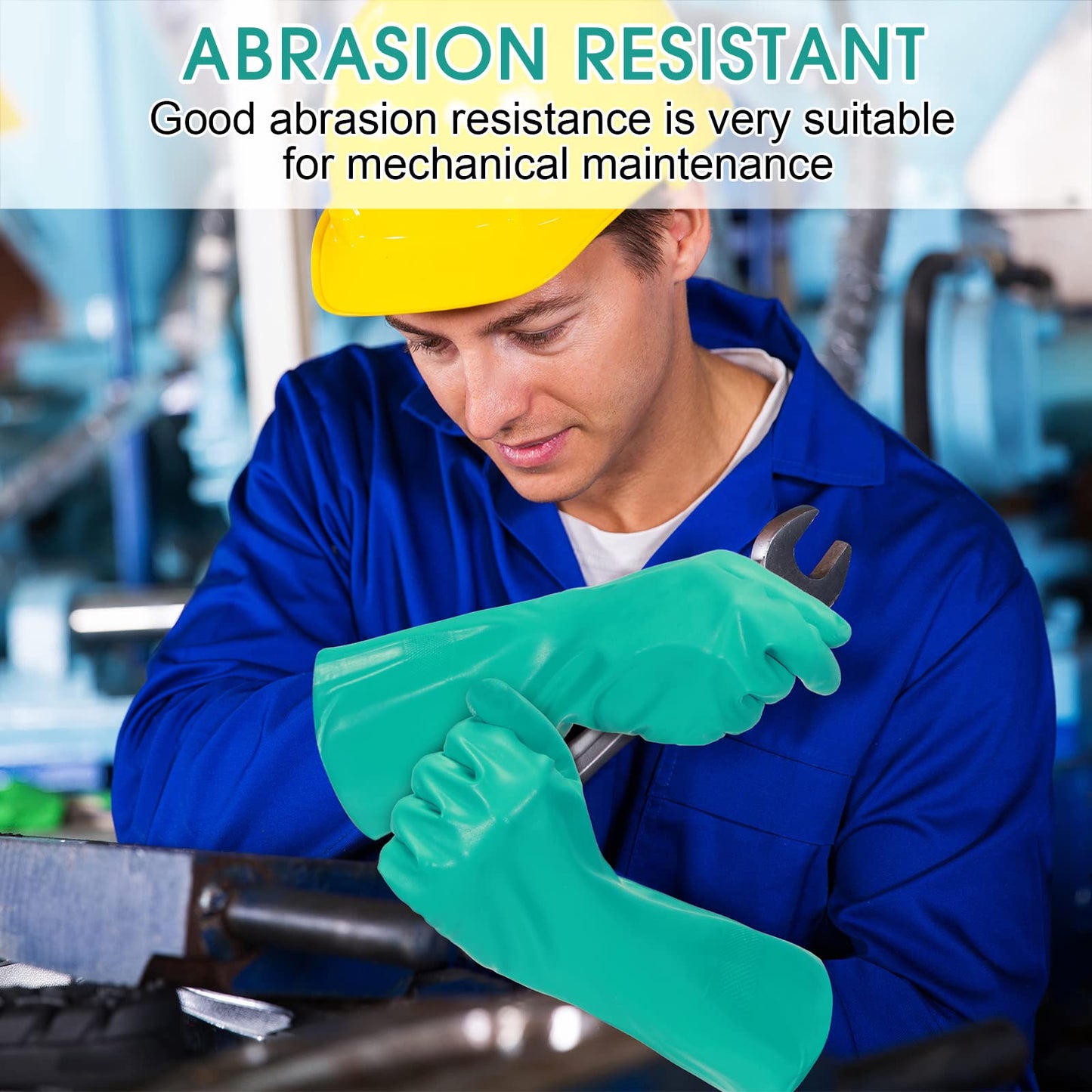 Potchen 20 Pairs Chemical Resistant Gloves Heavy Duty Thick Nitrile Gloves Bulk for Cleaning, Resist Household Acid, Alkali and Oil (X-Large)