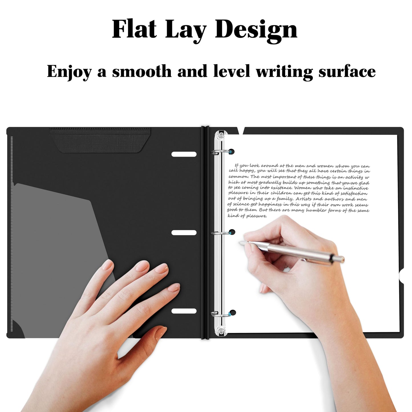 INFUN 1 Inch Telescoping 3 Ring Binder - 12 PCS-Black, Flexible Binders with Customizable Front Cover and Clear Catalog Pocket,1 inch Binders 3 Ring, 225 Sheet Capacity