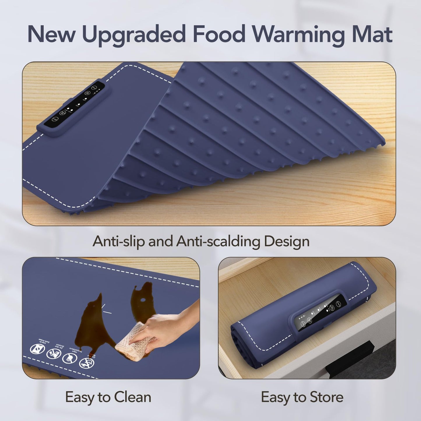 2 Pack Food Warming Mats for Countertop,Warming Mat for Food,Electric Warming Tray for Buffets Parties,Silicone Heating Mat for Food Portable Food Warmer for Home Kitchen Gift Daily Use Travel