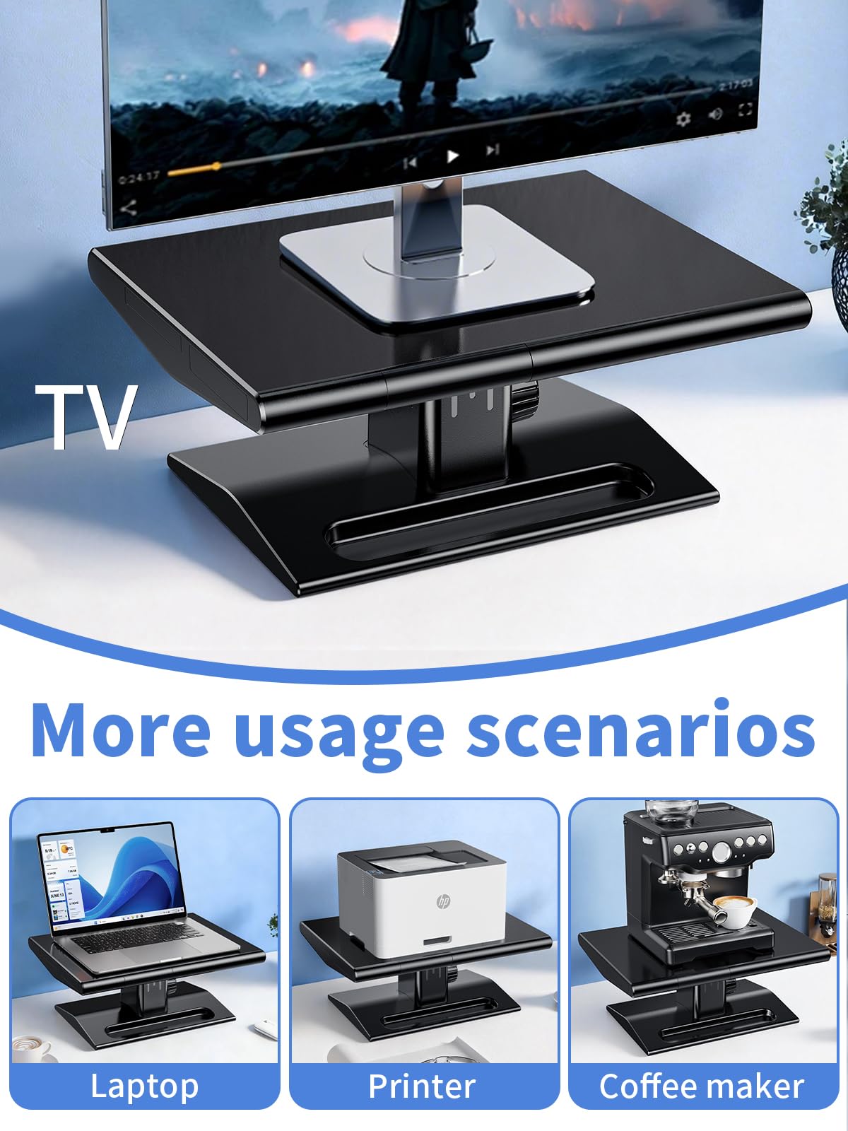 NIFBANG Computer Monitor Stand Riser for Desk,5.7-6.5 Inches Height Adjustable with Storage Drawer & Phone Holder,Workspace Desktop Organizer Monitor Stands Risers Shelf for Computer,Laptop,Printer,TV