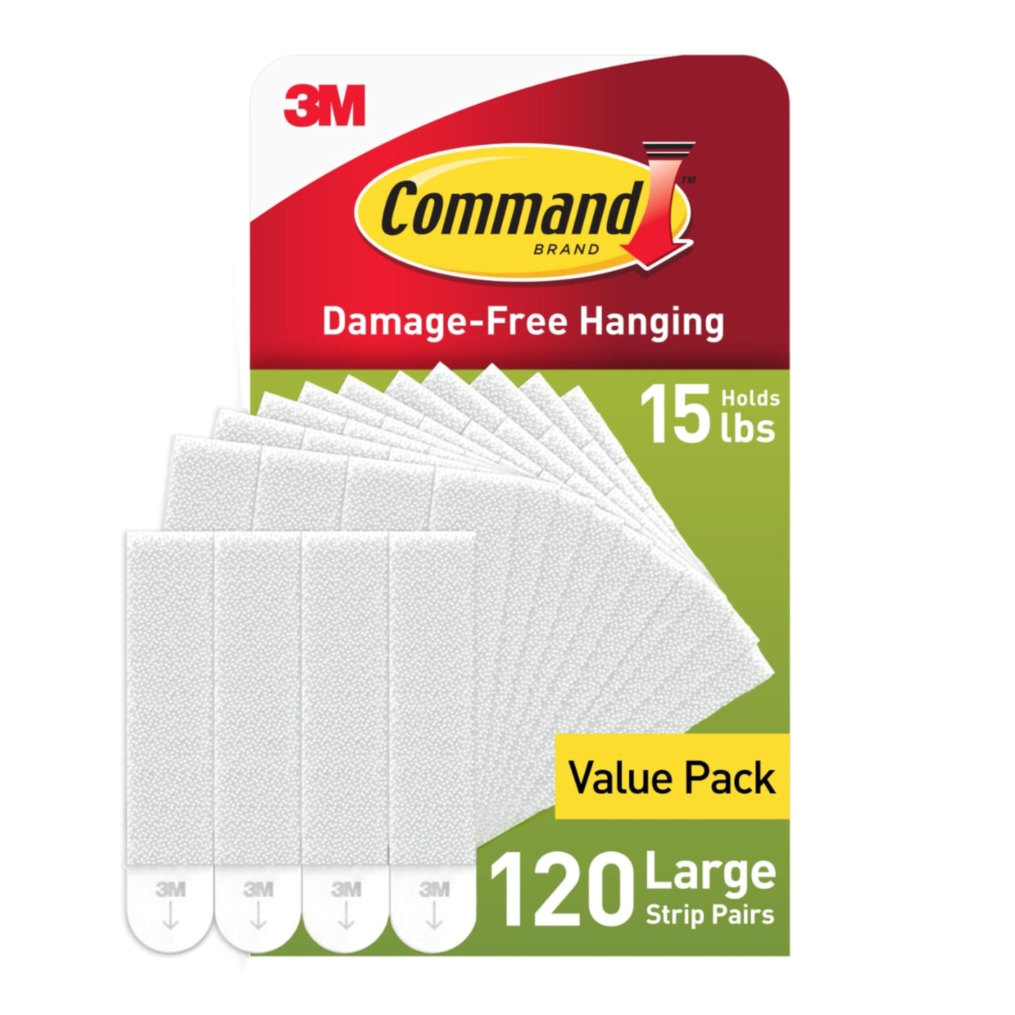 Command 15 lb Large 120 Pairs Picture Hanging Strips (240 Strips), Damage-Free Hangers for Picture Frames, No Tools Required, Great for Home Room Wall Decor, White Adhesive