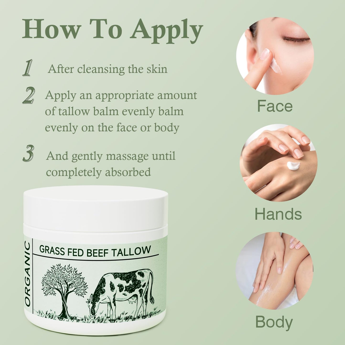 mkzea Beef Tallow, Beef Tallow for Skin, Tallow Face Moisturizer, Unscented 100% Organic Beef Tallow Blam Grass Fed Whipped Tallow Face Cream Moisturizer Body Lotion Skin Care, 2 packs