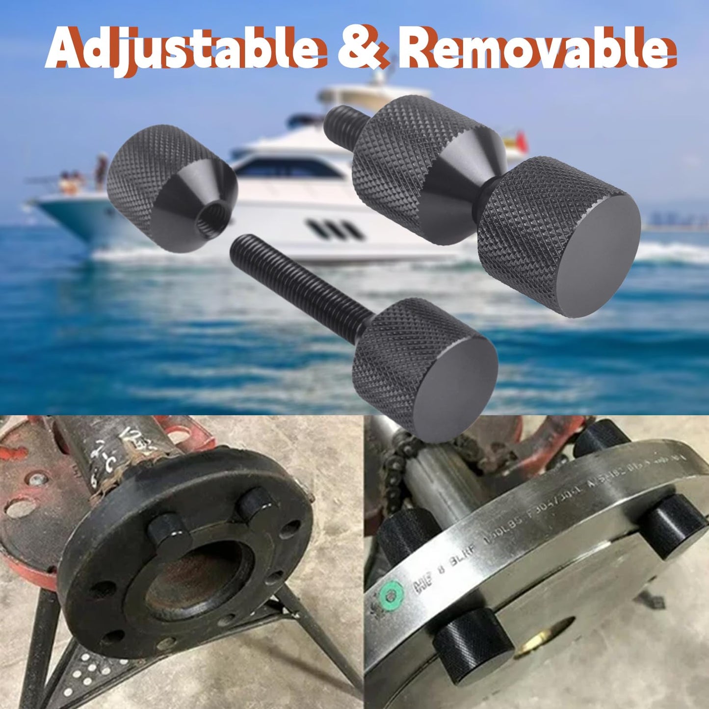 CNRAQR 4 Pcs Aluminium Flange Two Hole Alignment Pins - 1-1/8" and 1-5/8" Detachable Double Hole Pins - Black