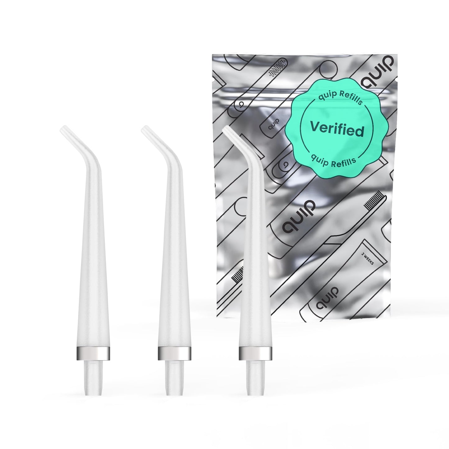 quip Water Flosser Tip Refills - Cordless Water Flosser Refill Tips - Teeth Cleaner Pick with 360 Degree Rotating Replaceable Tip, Rechargeable Water Dental Pick Refills - 3 ct