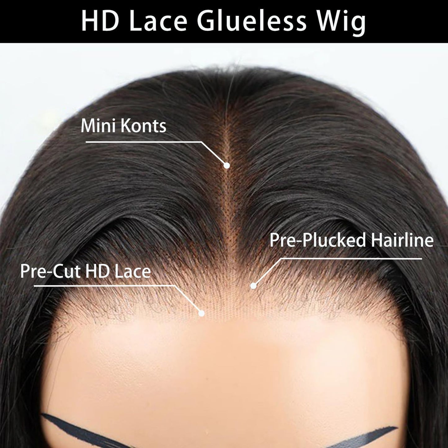 Glueless Wigs Human Hair Pre Plucked Pre Cut 6x4 Straight Lace Front Wigs Human Hair 30 Inch Hd Lace Front Closure Wigs for Women 180% Density Wear and Go Glueless Wig Ready to Wear Natural Black