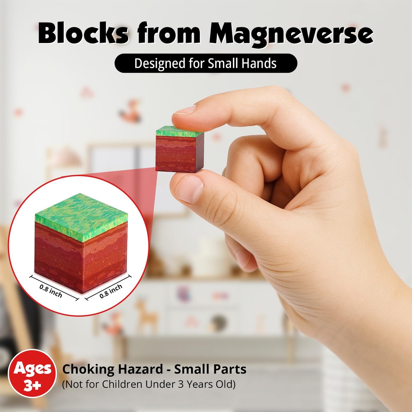 Magneverse 150 PCS 0.8in Magnetic Blocks - Magnet Toys, Magnetic Building Blocks Cubes, Stacking Magnets, School STEM Toys Birthday Gifts for Boys and Girls Age 3+ Years Old (Theme: Adventure World)