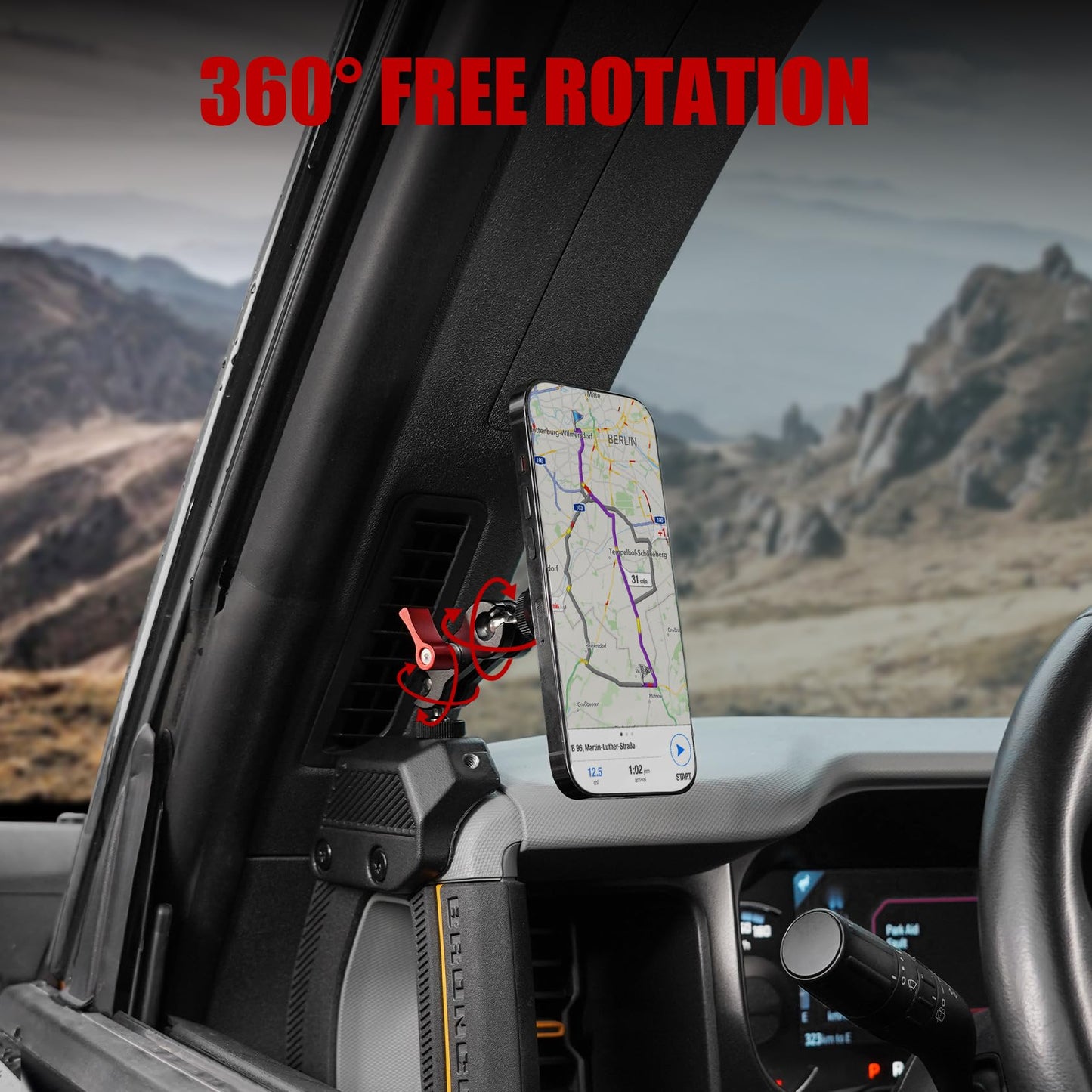 Mabett Magnetic Phone Holder for Ford Bronco 2021 2022 2023 2024, Adjustable Angles 360°Phone Holder Mount