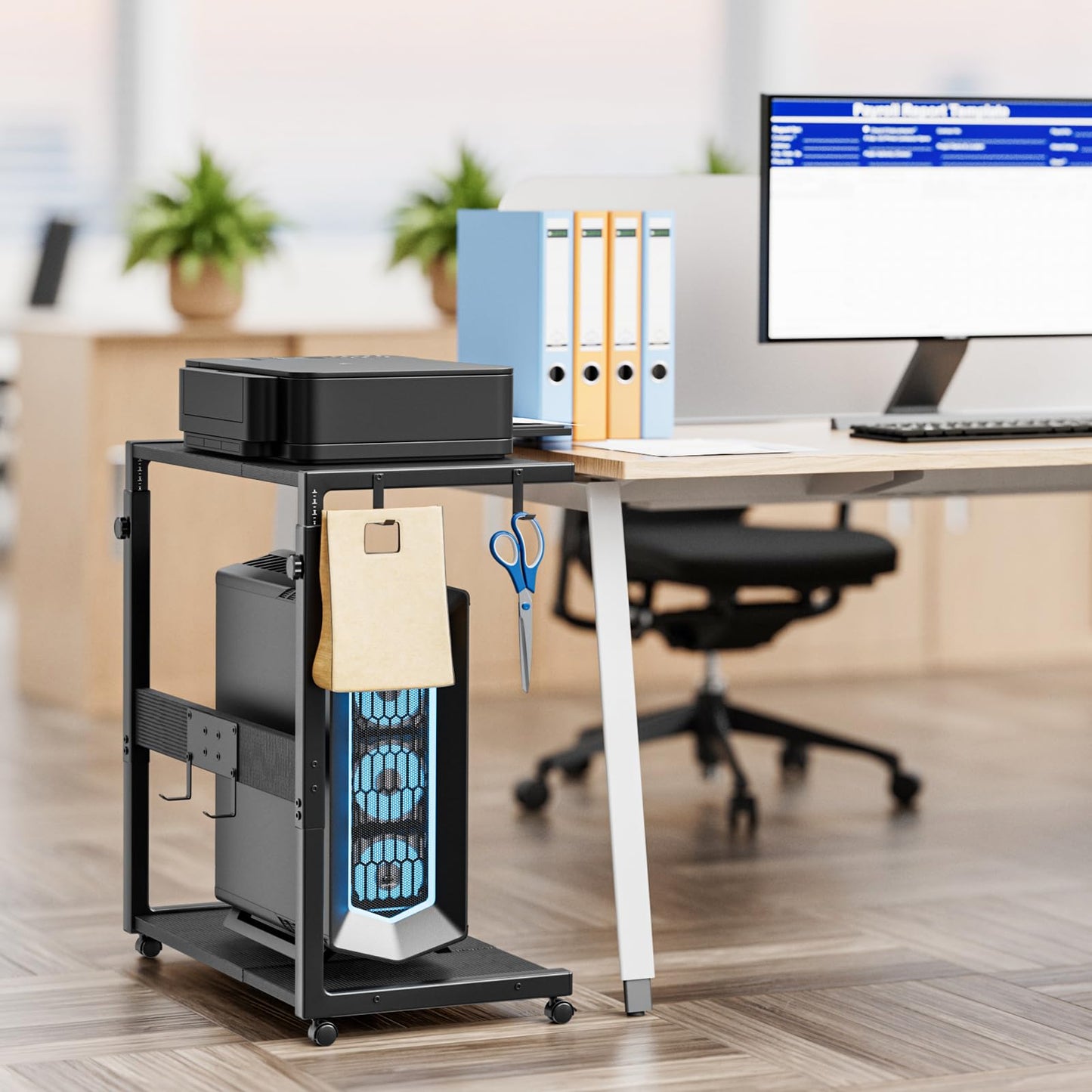 JANE EYRE Adjustable Gaming Computer Tower Stand: 15-Level Height