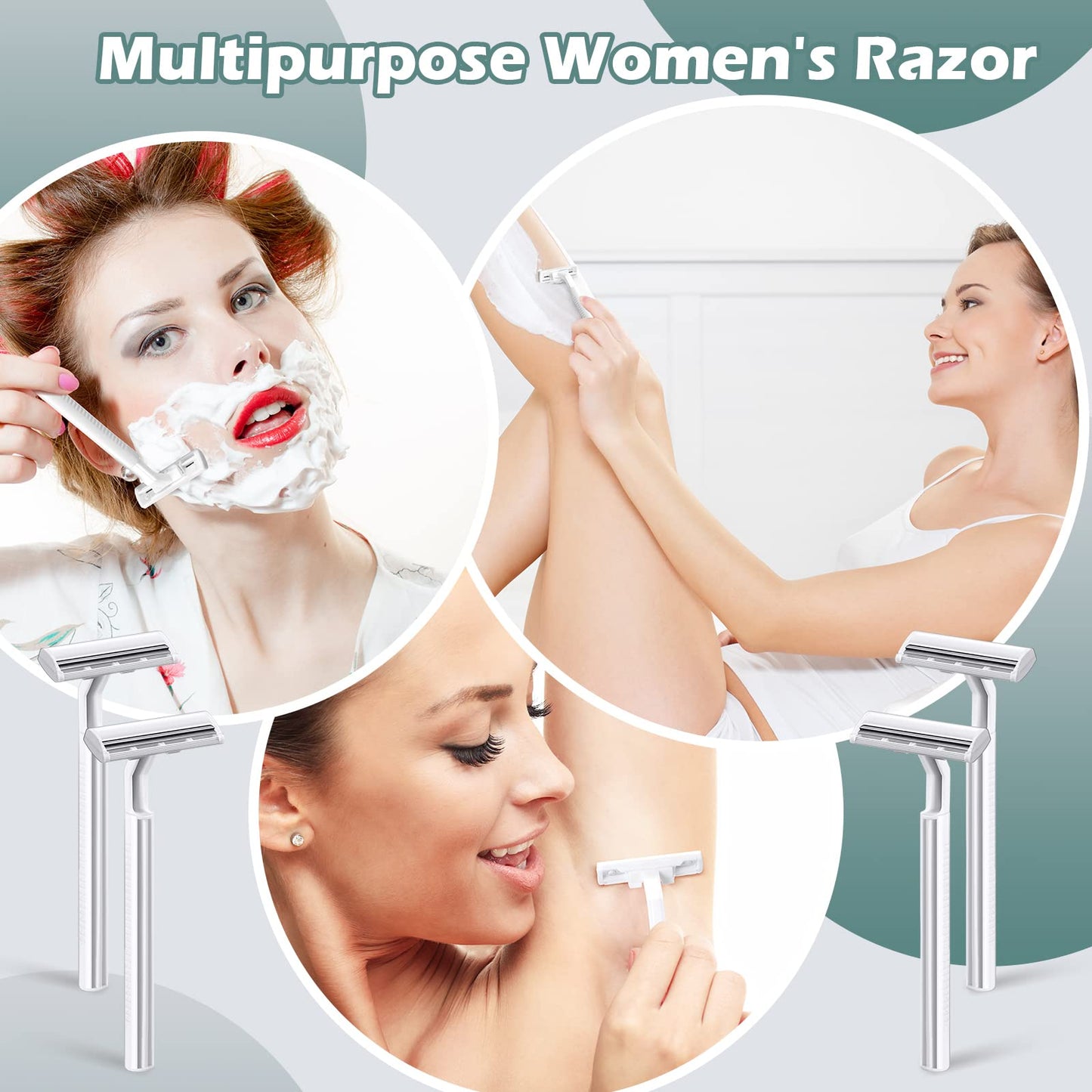300 Pieces Disposable Razors Bulk for Men Women Individually Wrapped Stainless Steel Hotel Guest Shaving Razors Safety Twin Blades for House Travel Home Use Portable, White
