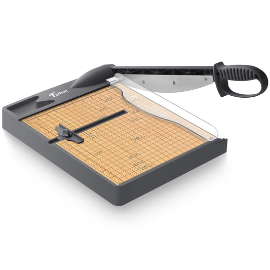 Firbon 12-Inch Wood Base Guillotine Paper Cutter, Heavy Duty 30-Sheet Capacity Precision Paper Trimmer for Cardstock, Photos, A4 Paper, Office & Classroom