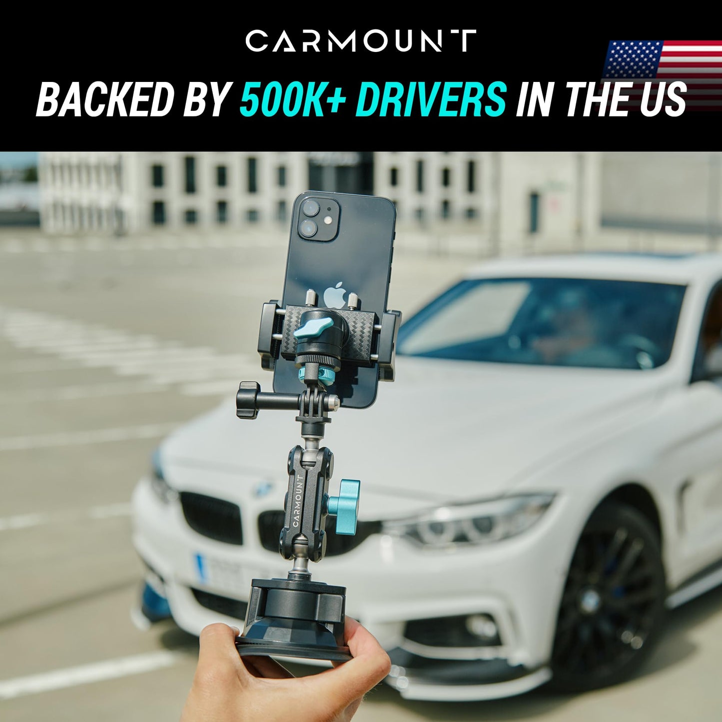 CARMOUNT TitanX100 Heavy Duty Car Mount – 2025 Model, Universal Dashboard & Windshield Cell Phone Car Mount, Adjustable Suction Cup Phone Mount (TitanX100 Pro)