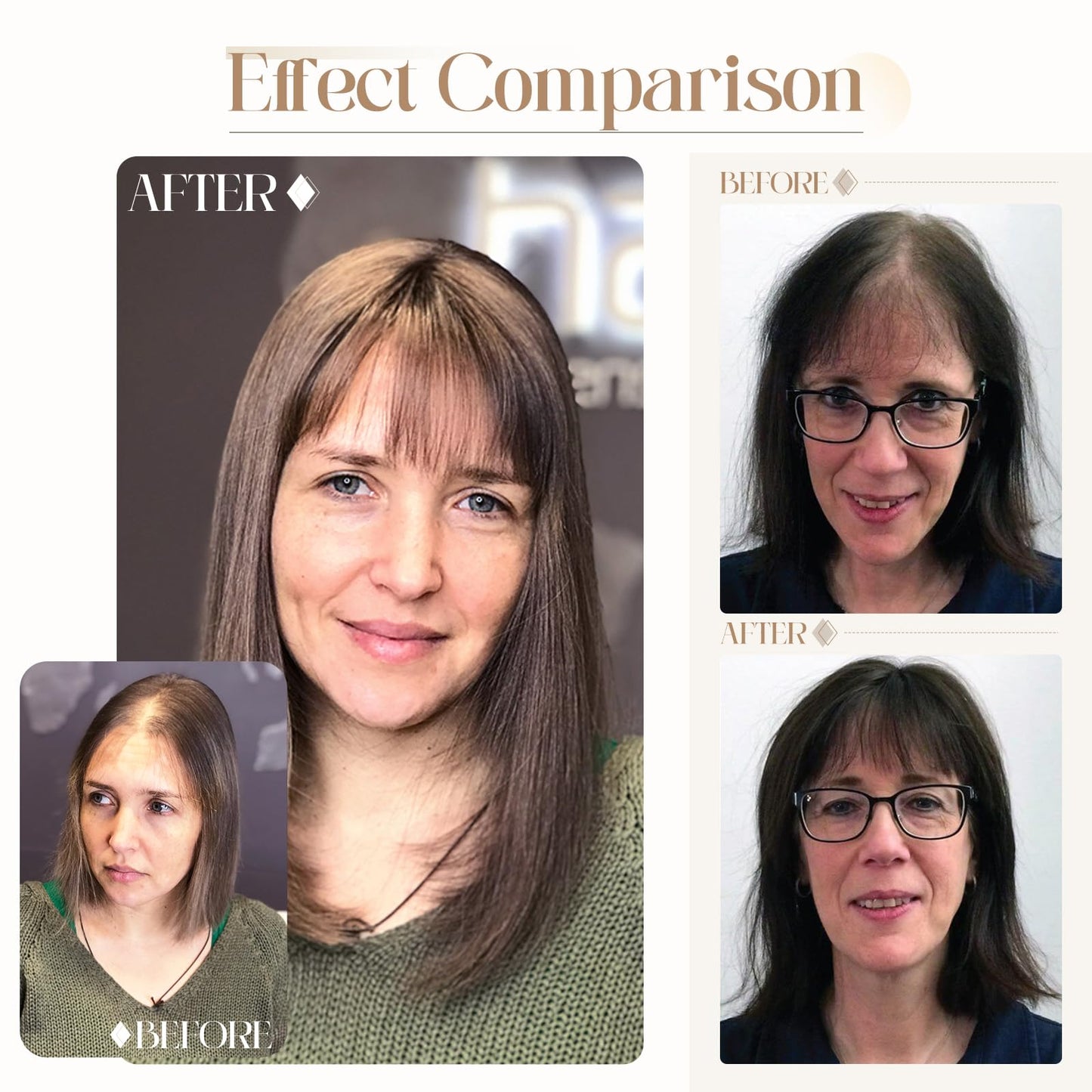 TESSHAIR Hair Toppers for Women Real Human Hair, 150% Density Silk Base Clip in Hair Extensions, Short Hair Topper Hair Pieces for Women with Thining Hair, Cover Gray Hair, With Bangs 12 Inch #4P27