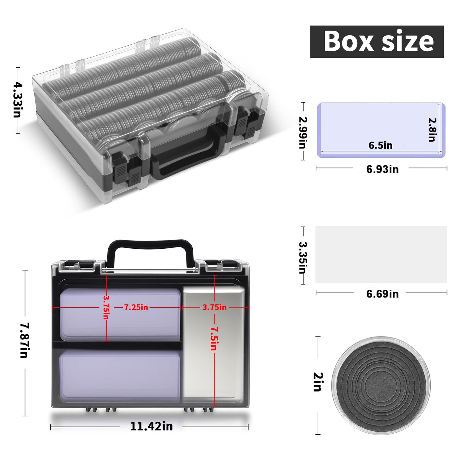 Coin Collector Case with 141 pcs Capsules with Foam Gaskets & 220 Dollar Bill Sleeve-Coin Collection Supplies Storage Organizer Box for Secure Coin and Paper Money Display(Black case+Black Gasket)