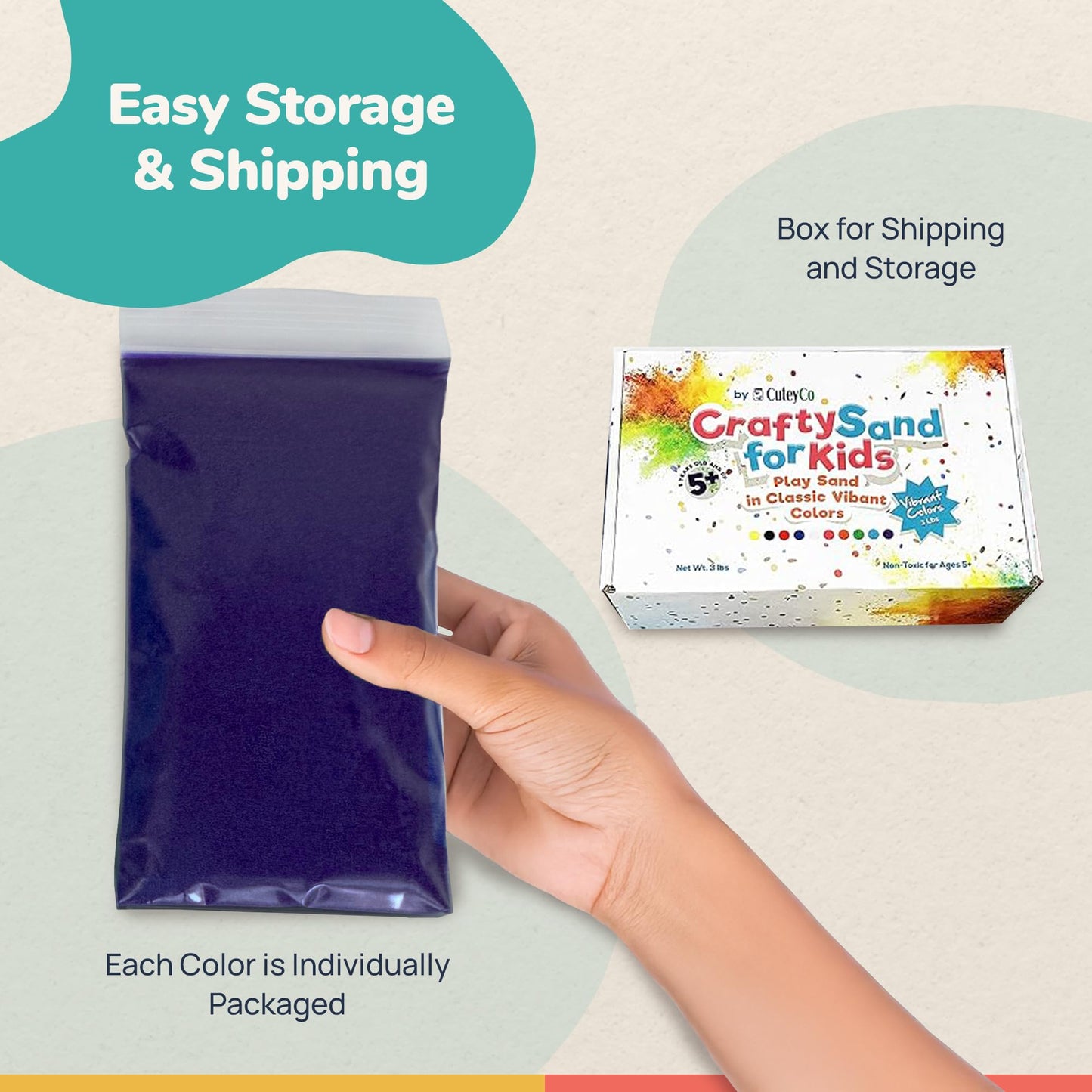 CuteyCo Crafty Sand - 10 Colors: 3 lbs of Vibrant Craft & Play