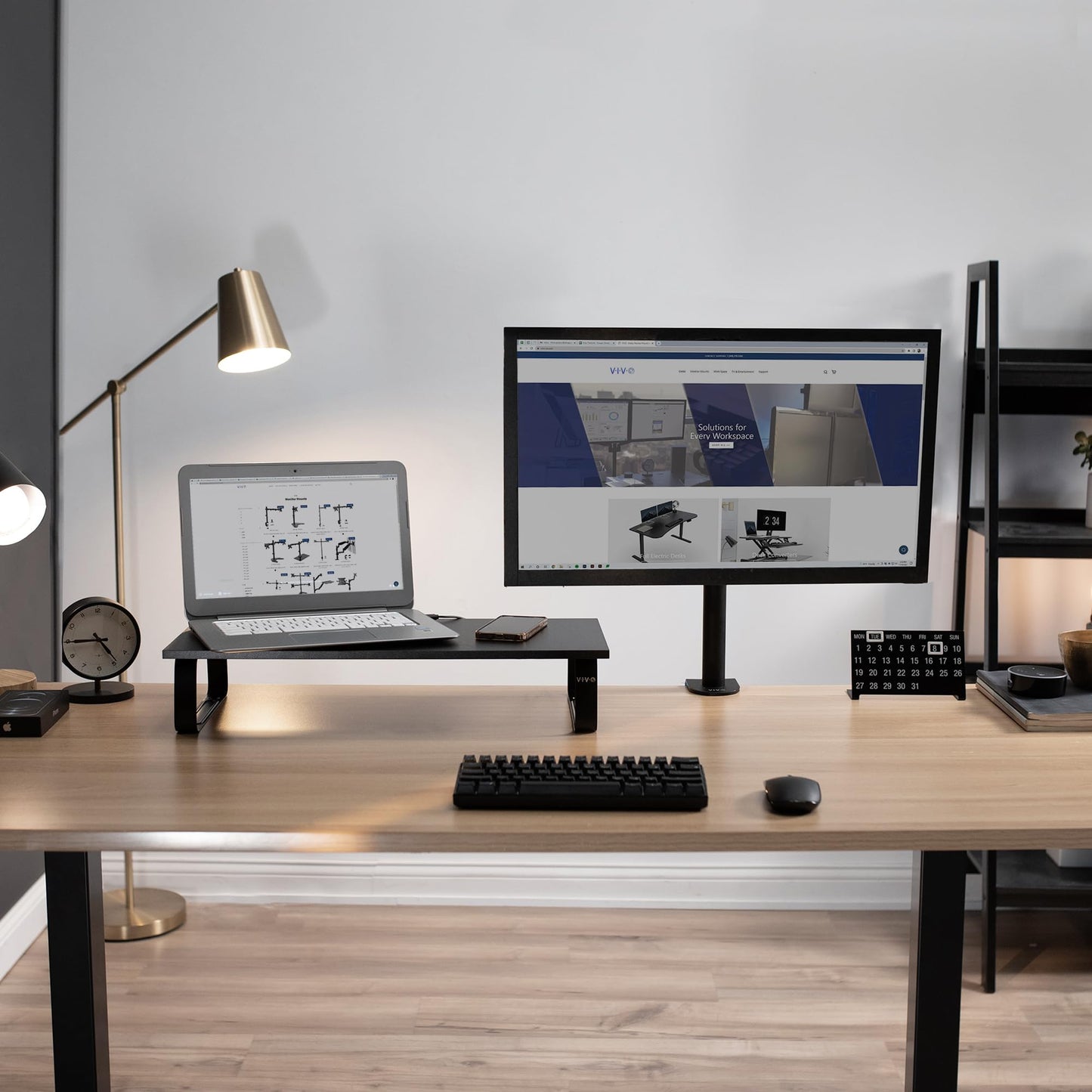 VIVO Monitor and Laptop Stand, 24 inch Desktop Riser, Black, STAND-V000D