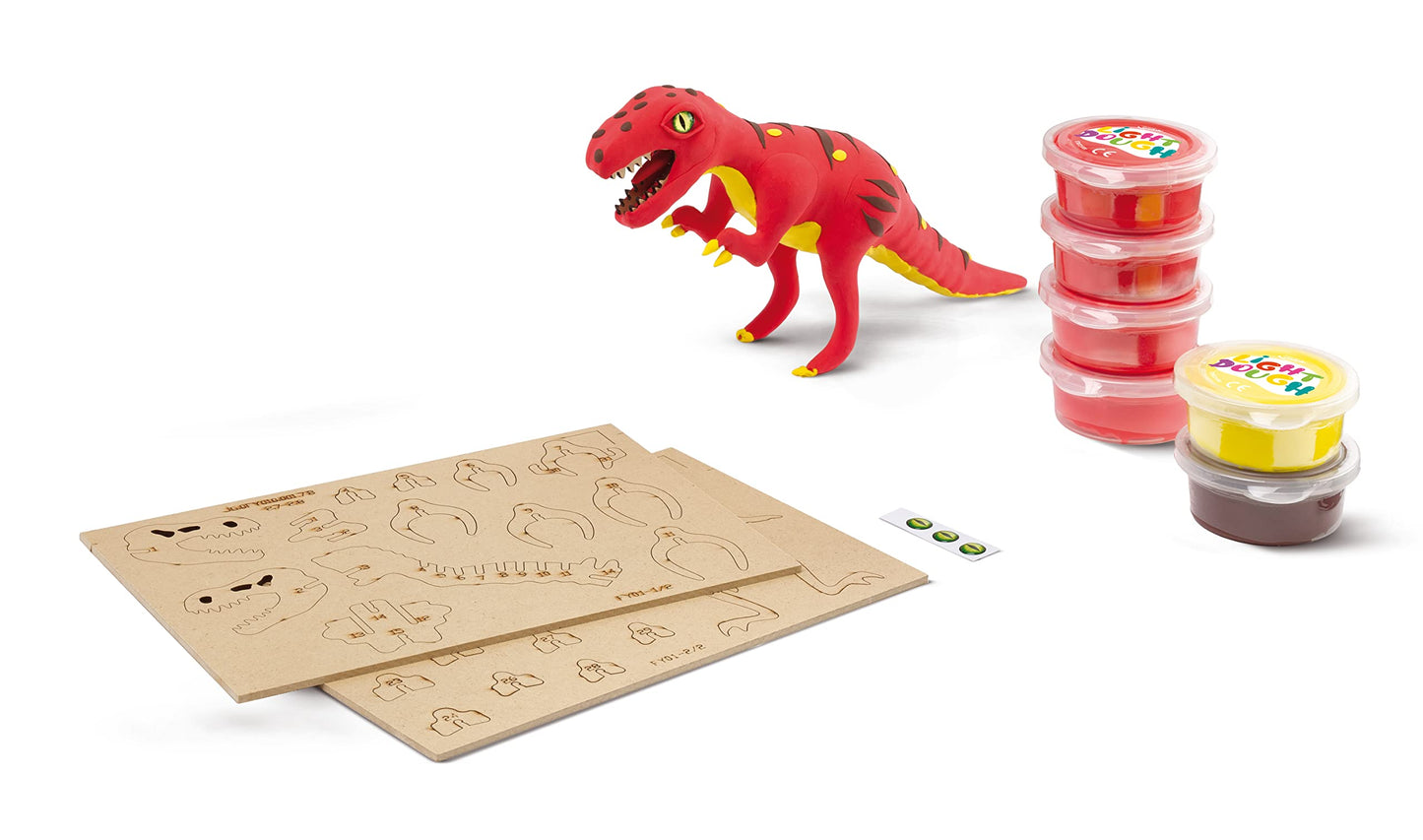 Maped Creativ Dinos Factory T-Rex Wooden Skeleton to Assemble Modelling Dinosaur Figurine with Hardening Paste for Creative Hobbies from 6 Years