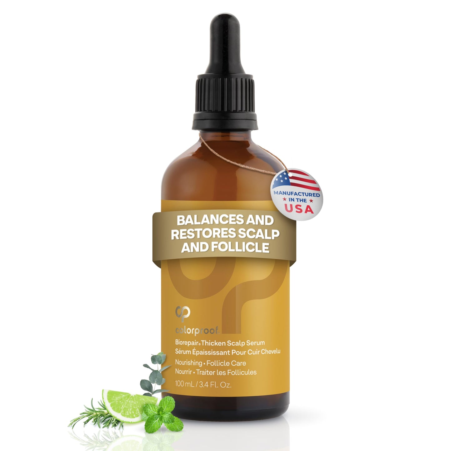 Colorproof Biorepair Thicken Scalp and Follicle Care Serum 3.4 Fl. Oz. w/Fresh Lime, Eucalyptus, Mint Leaf & Rosemary Scent, Color-Protection and Fuller-Looking Hair