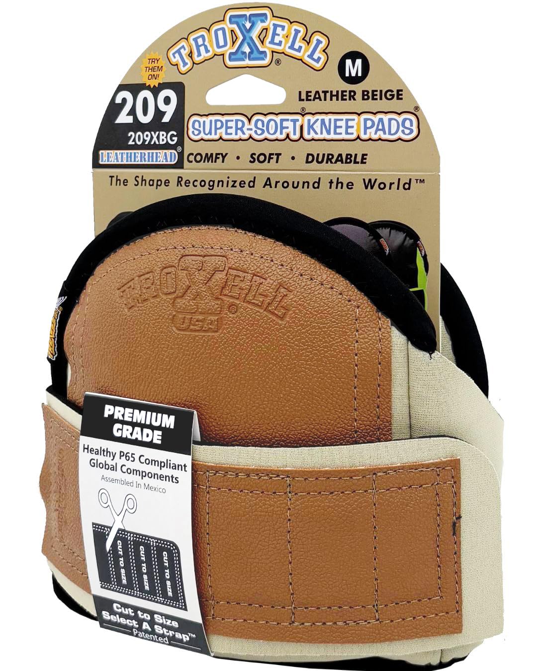TROXELL USA - SuperSoft Beige Leatherhead Kneepads (Medium/Bagged in Pairs)