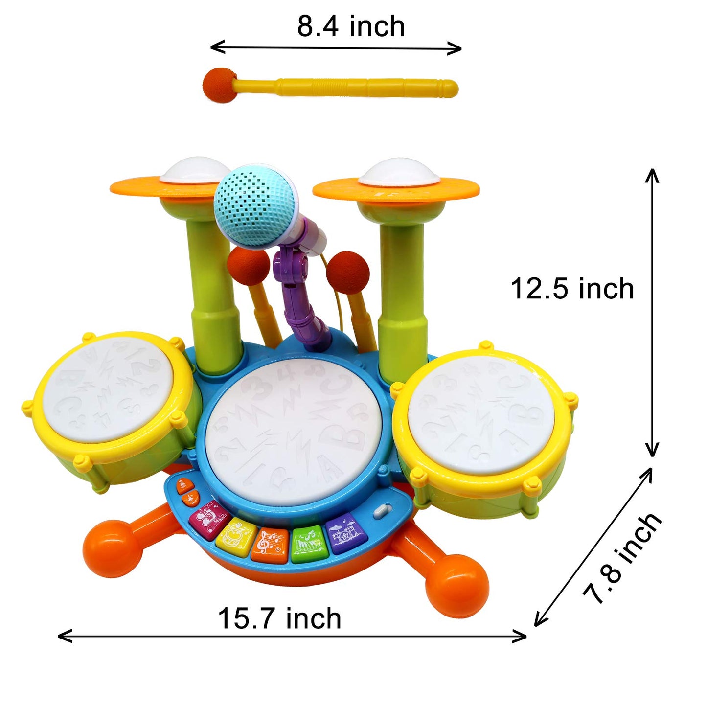Drum Set for Toddlers, Toddler Drum Kit, Kids Drum Kit Instrument, Toy Girl Boy Birthday Gift, Baby Boy Girl Electric Drum Kit