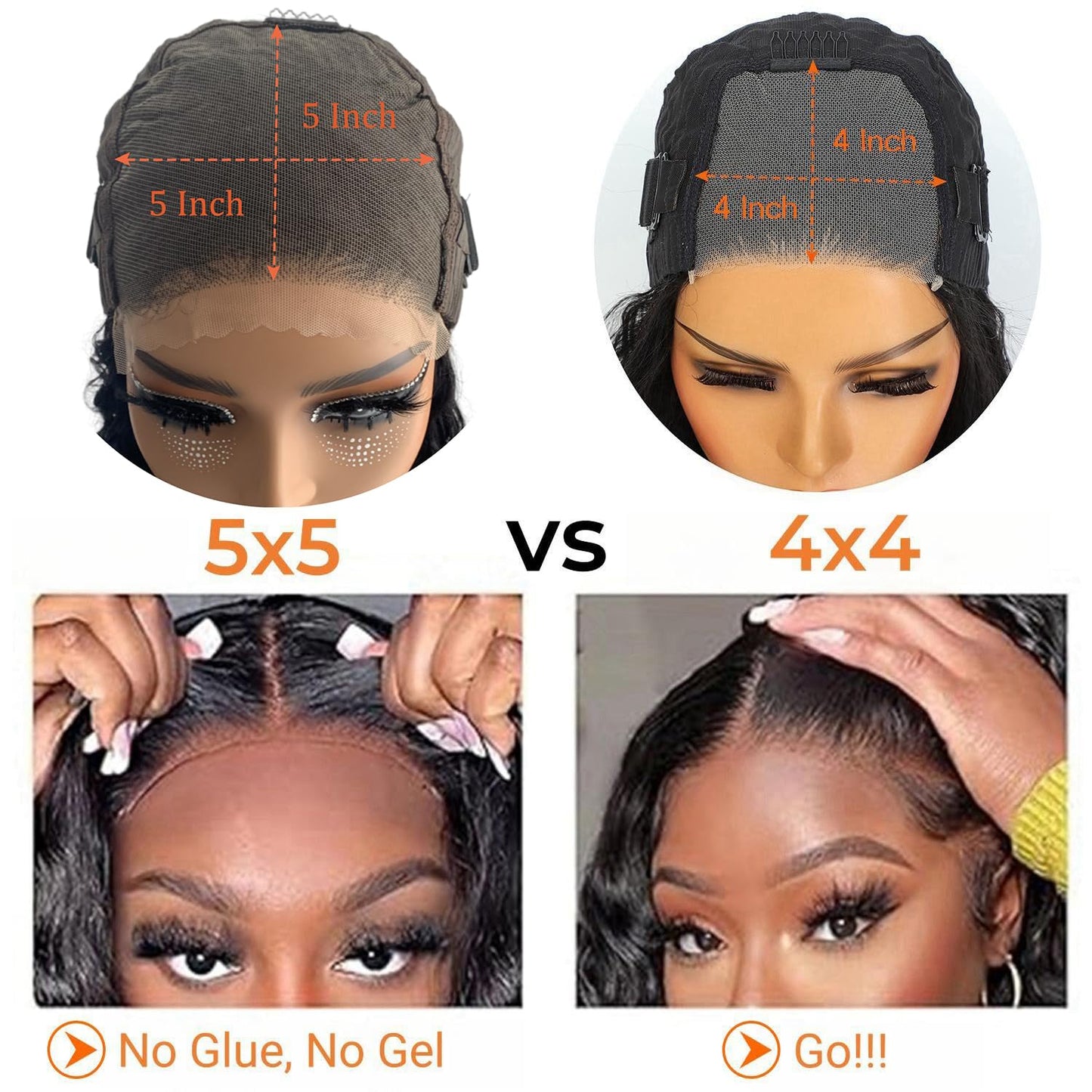 ONICE Wear And Go Glueless Wigs Human Hair Pre Plucked Pre Cut 5x5 HD Lace Closure Human Hair Wigs For Black Women Upgraded No Glue Deep Wave Lace Front Wigs Human Hair(Black,24Inch)