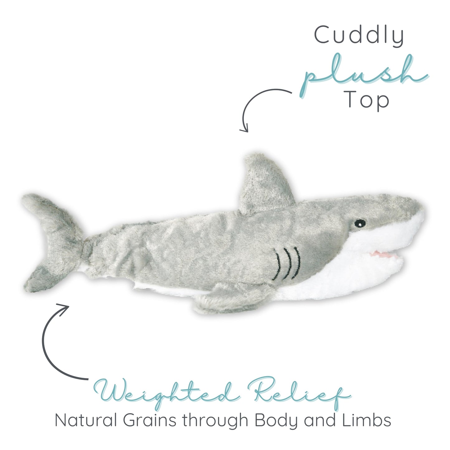 Warm Pals - Samuel Shark - 1.5lbs - Cozy Microwavable Lavender Scented Plush Toys - Heated Stuffed Animal - Heatable Coolable Bedtime Comfort Plushie